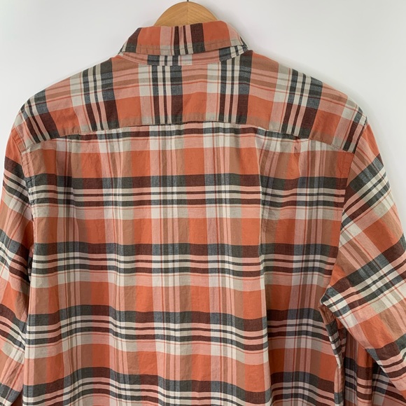J Crew summer plaid shirt peach menns size large - Picture 7 of 7